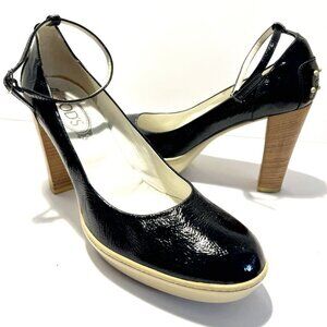 TOD'S Made in Italy Aspen Black Patent Platform Pump Driving Heels 9.5 MSRP $800